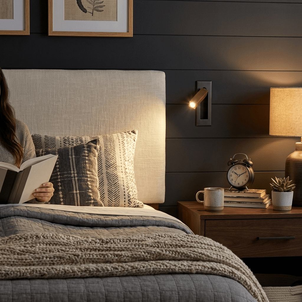 Flach zusammenklappbare Nachttischlampe