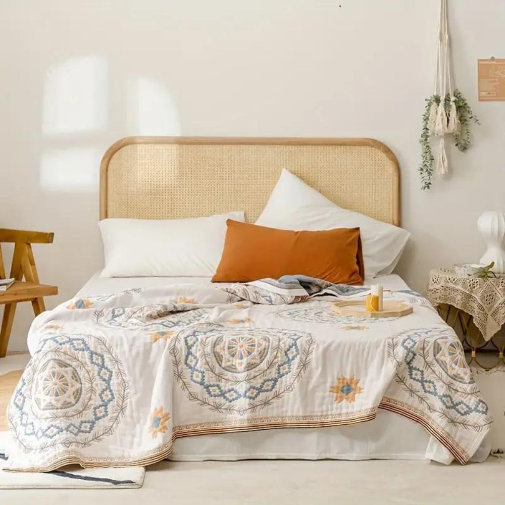 Baumwoll-Decke im Boho-Mandala-Stil