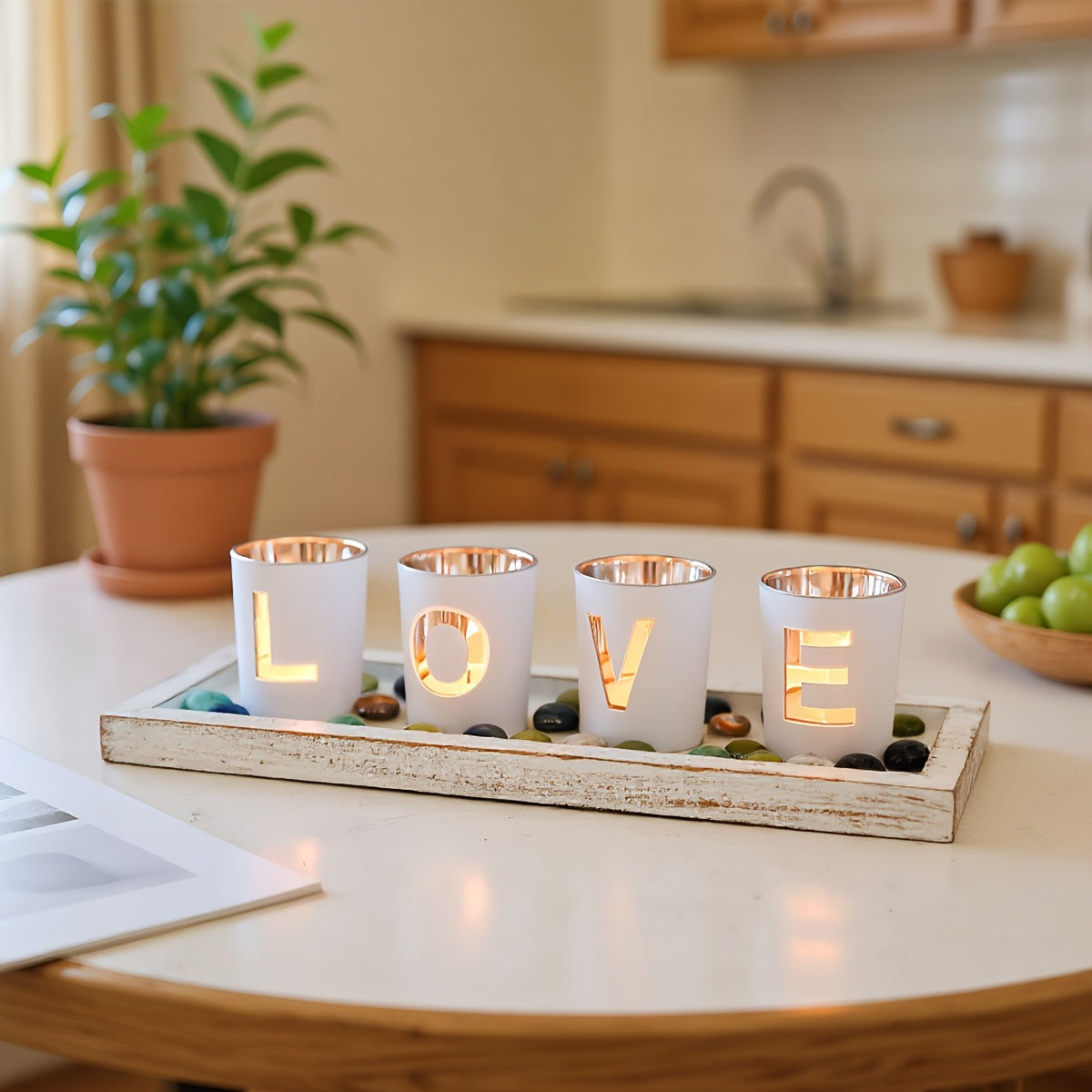 Dekoration aus Holz für den Tisch