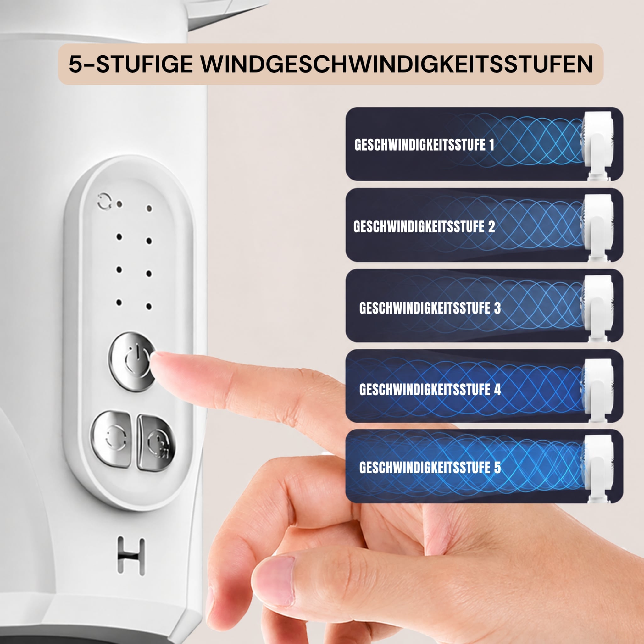 Leiser, höhenverstellbarer Standventilator