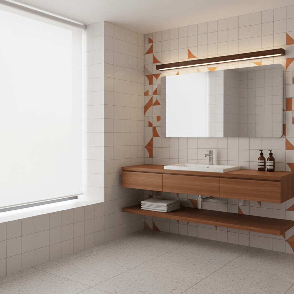 Lineare Wandleuchte aus Holz