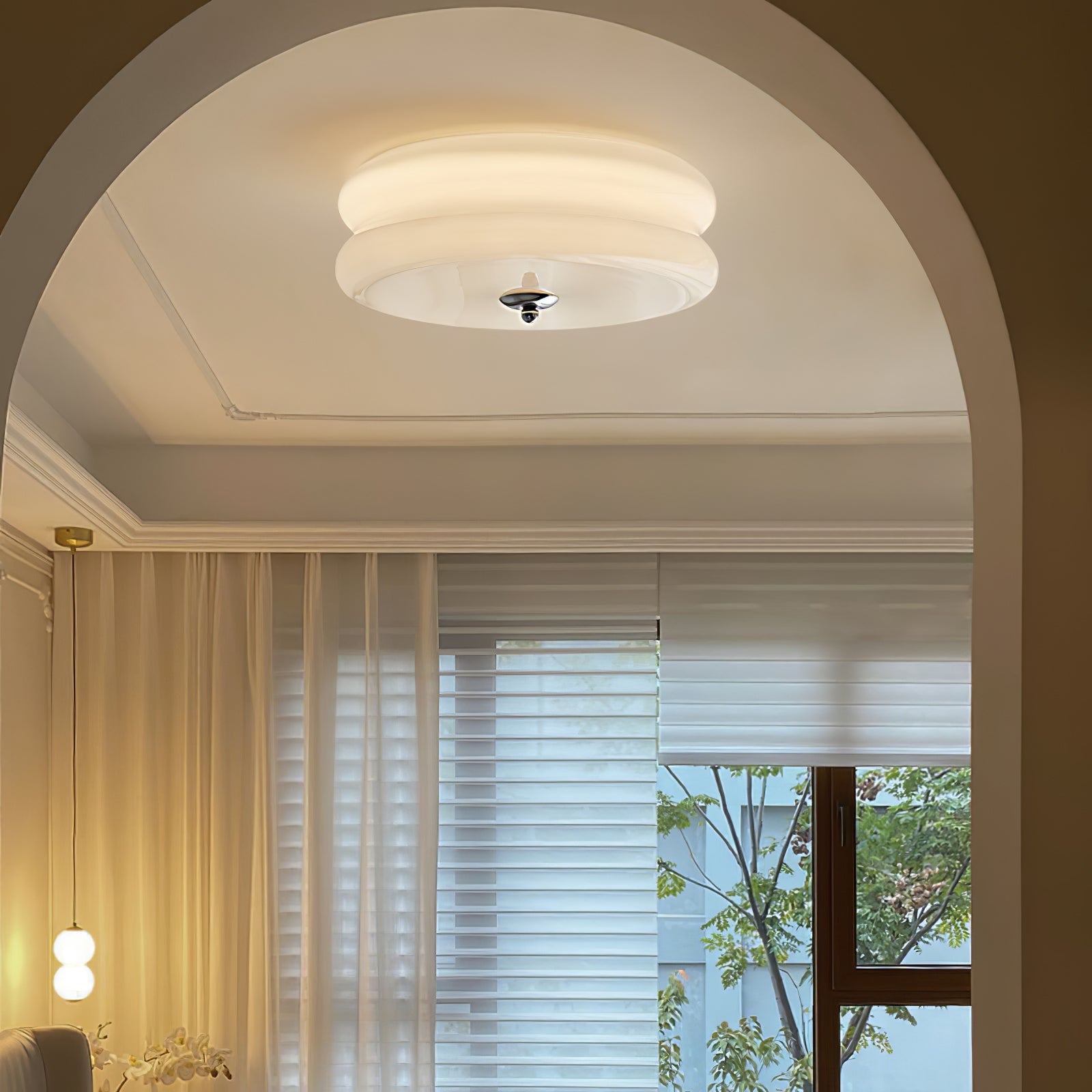 Vintage-Deckenleuchte mit geripptem Glas