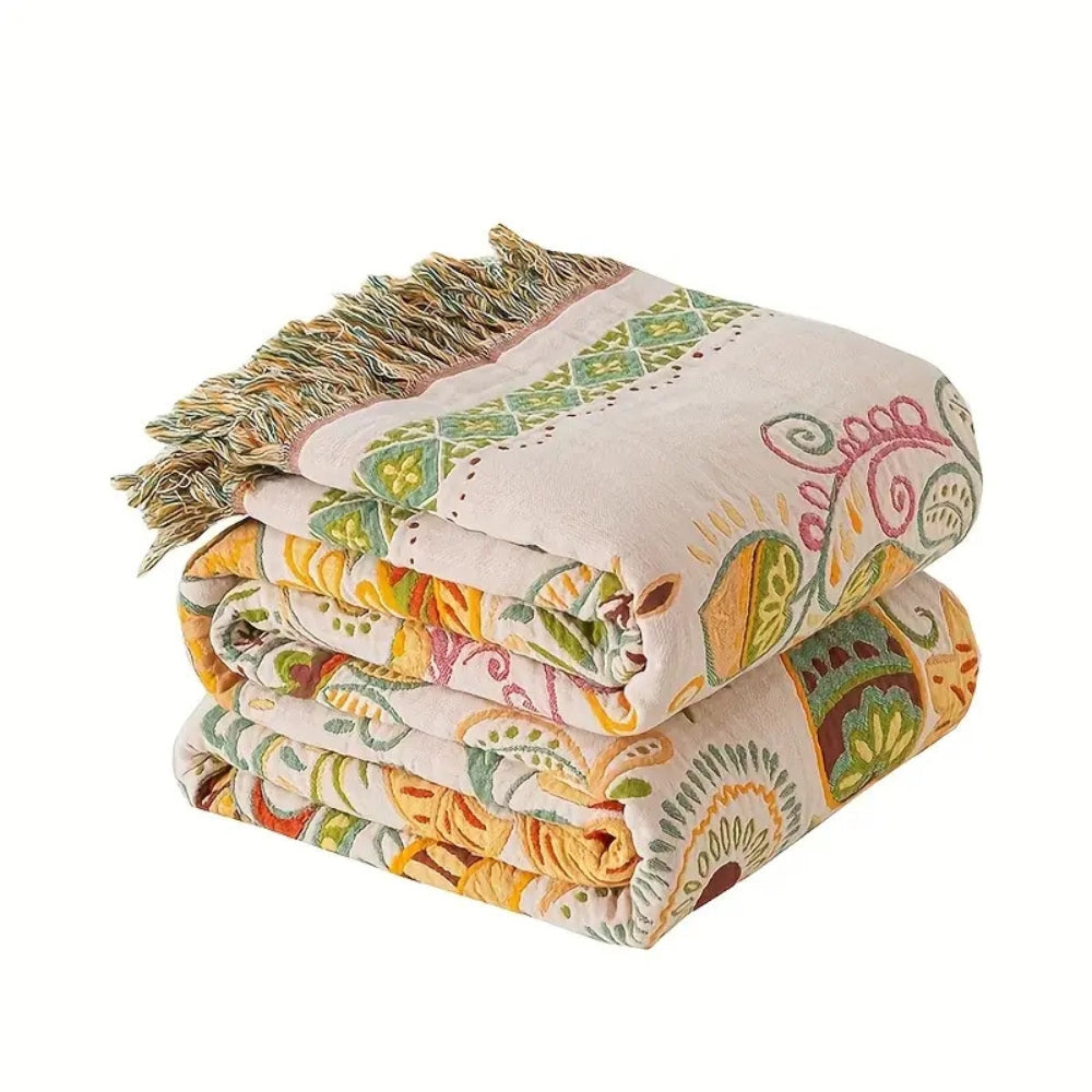 Wendbare Boho-Decke mit Blumenmuster