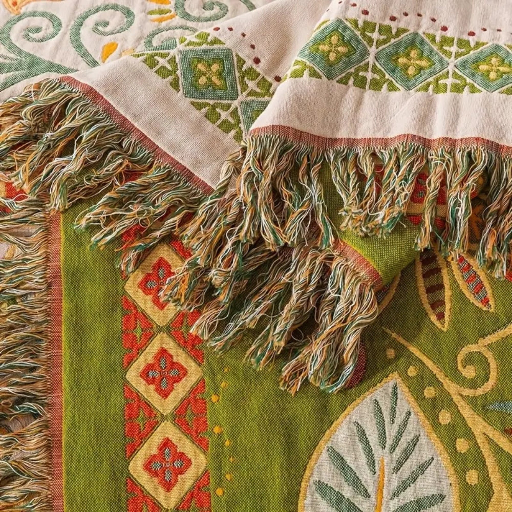 Wendbare Boho-Decke mit Blumenmuster