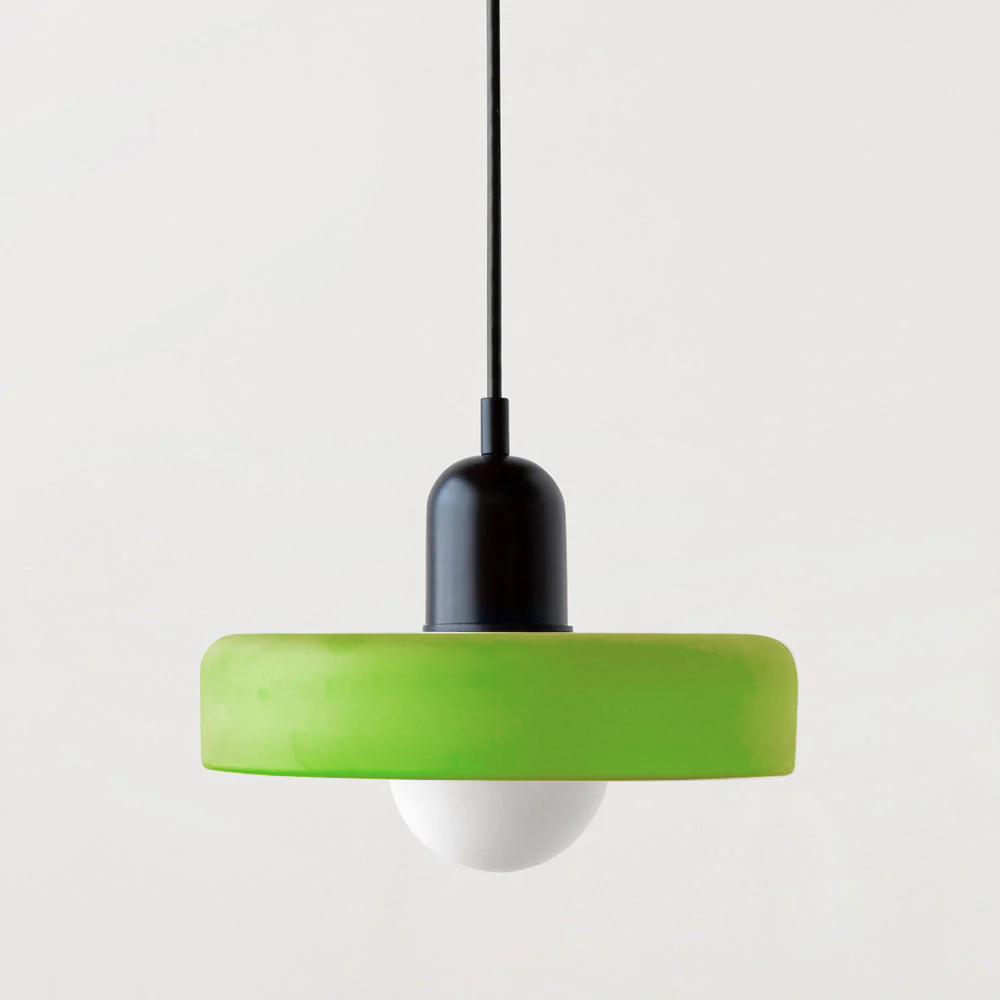 Bauhaus Hängeleuchte aus farbigem Glas