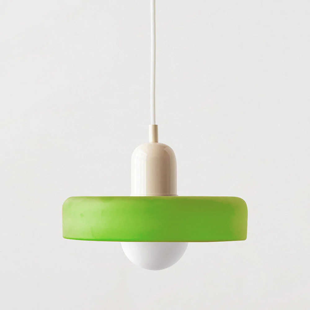 Bauhaus Hängeleuchte aus farbigem Glas