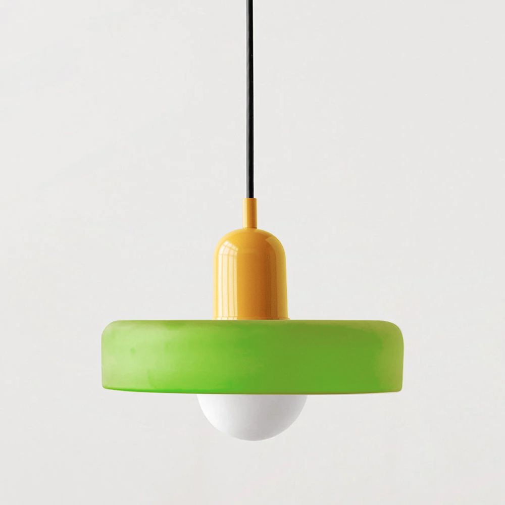 Bauhaus Hängeleuchte aus farbigem Glas