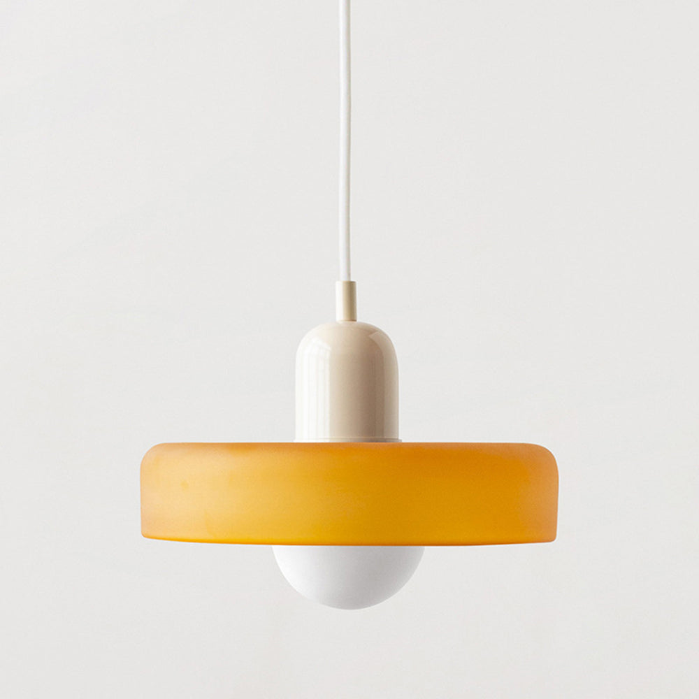 Bauhaus Hängeleuchte aus farbigem Glas