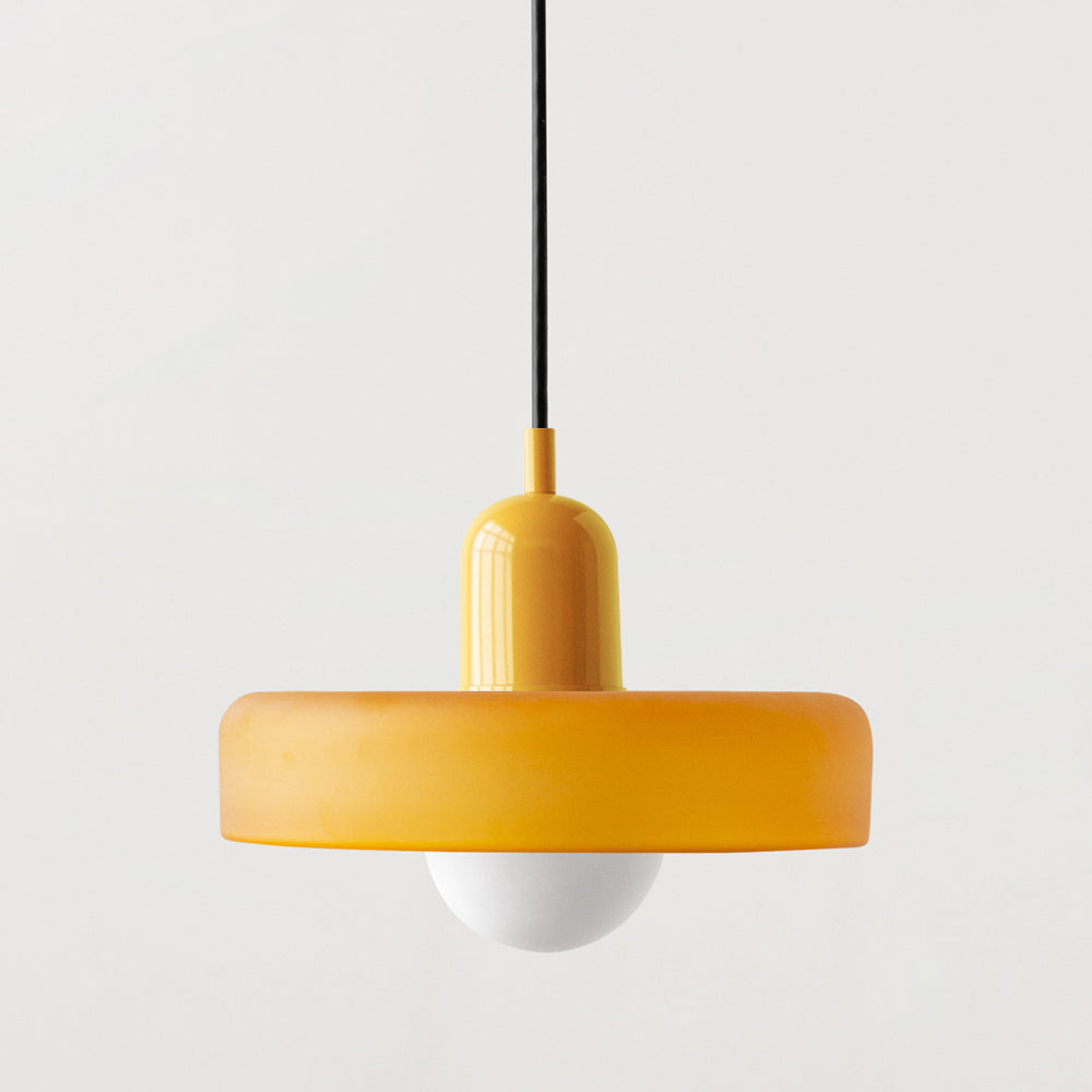 Bauhaus Hängeleuchte aus farbigem Glas