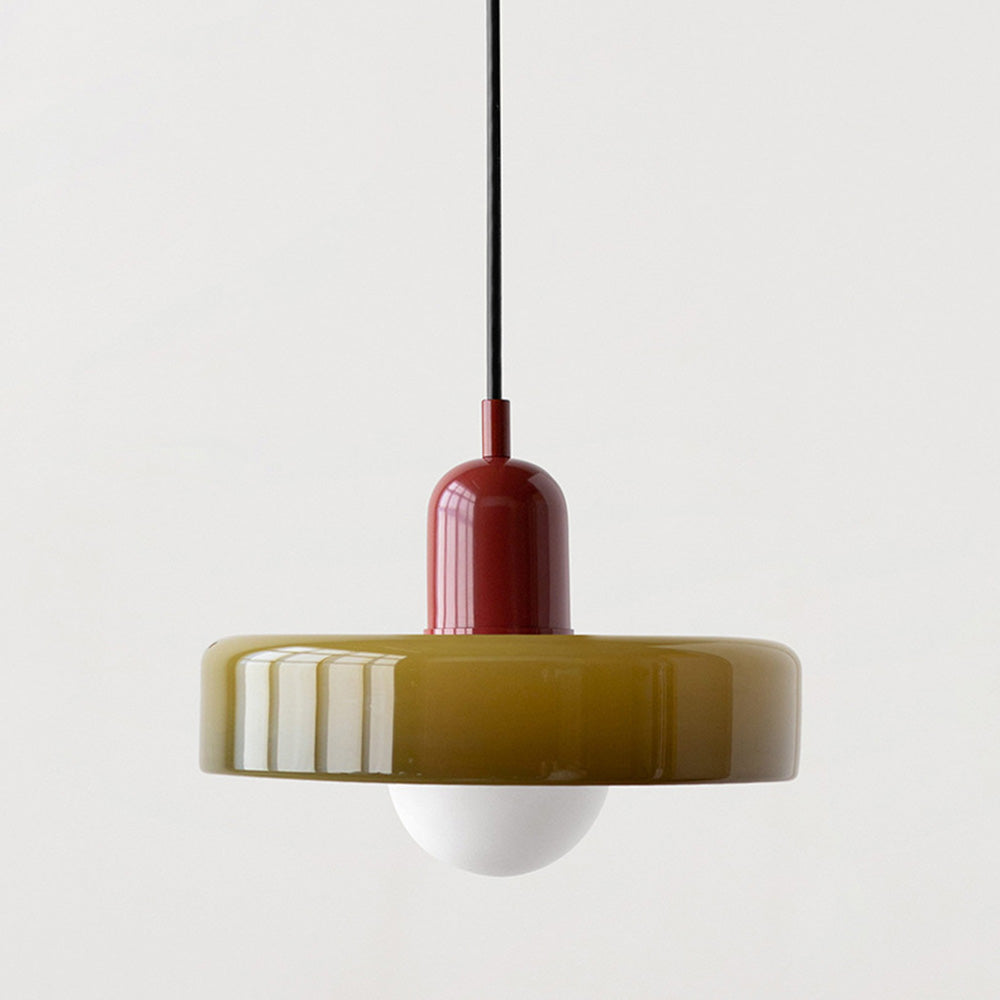 Bauhaus Hängeleuchte aus farbigem Glas
