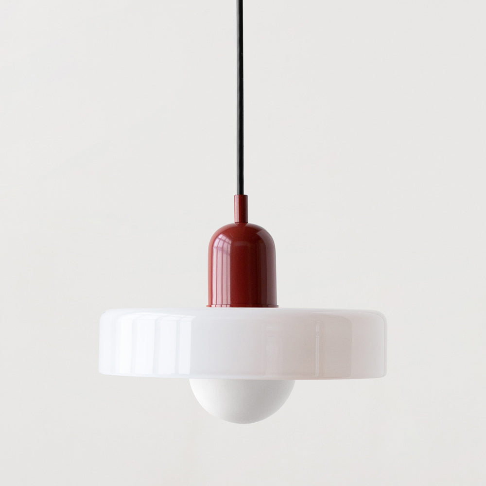 Bauhaus Hängeleuchte aus farbigem Glas
