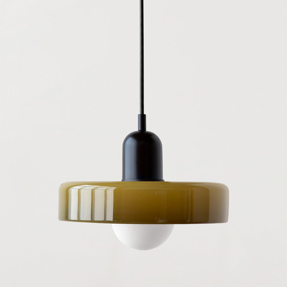 Bauhaus Hängeleuchte aus farbigem Glas