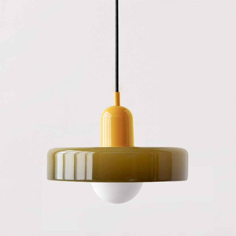 Bauhaus Hängeleuchte aus farbigem Glas