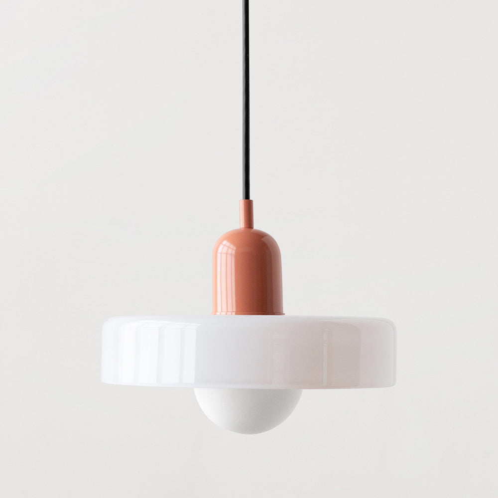 Bauhaus Hängeleuchte aus farbigem Glas