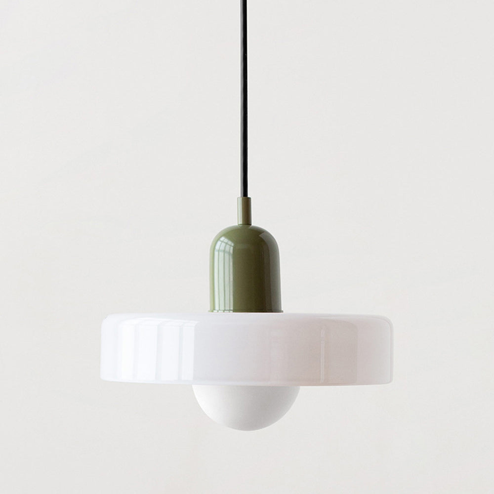 Bauhaus Hängeleuchte aus farbigem Glas