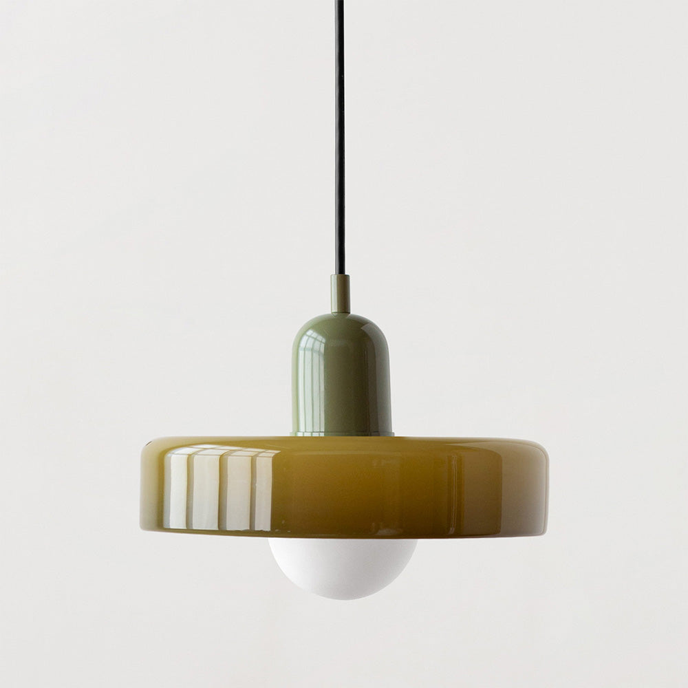 Bauhaus Hängeleuchte aus farbigem Glas