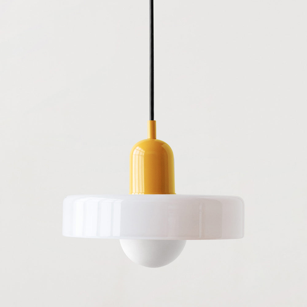 Bauhaus Hängeleuchte aus farbigem Glas