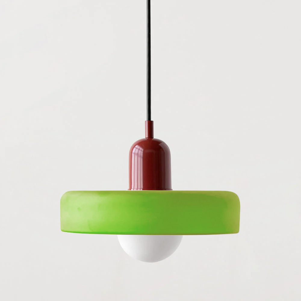 Bauhaus Hängeleuchte aus farbigem Glas