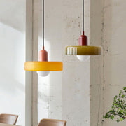 Bauhaus Hängeleuchte aus farbigem Glas