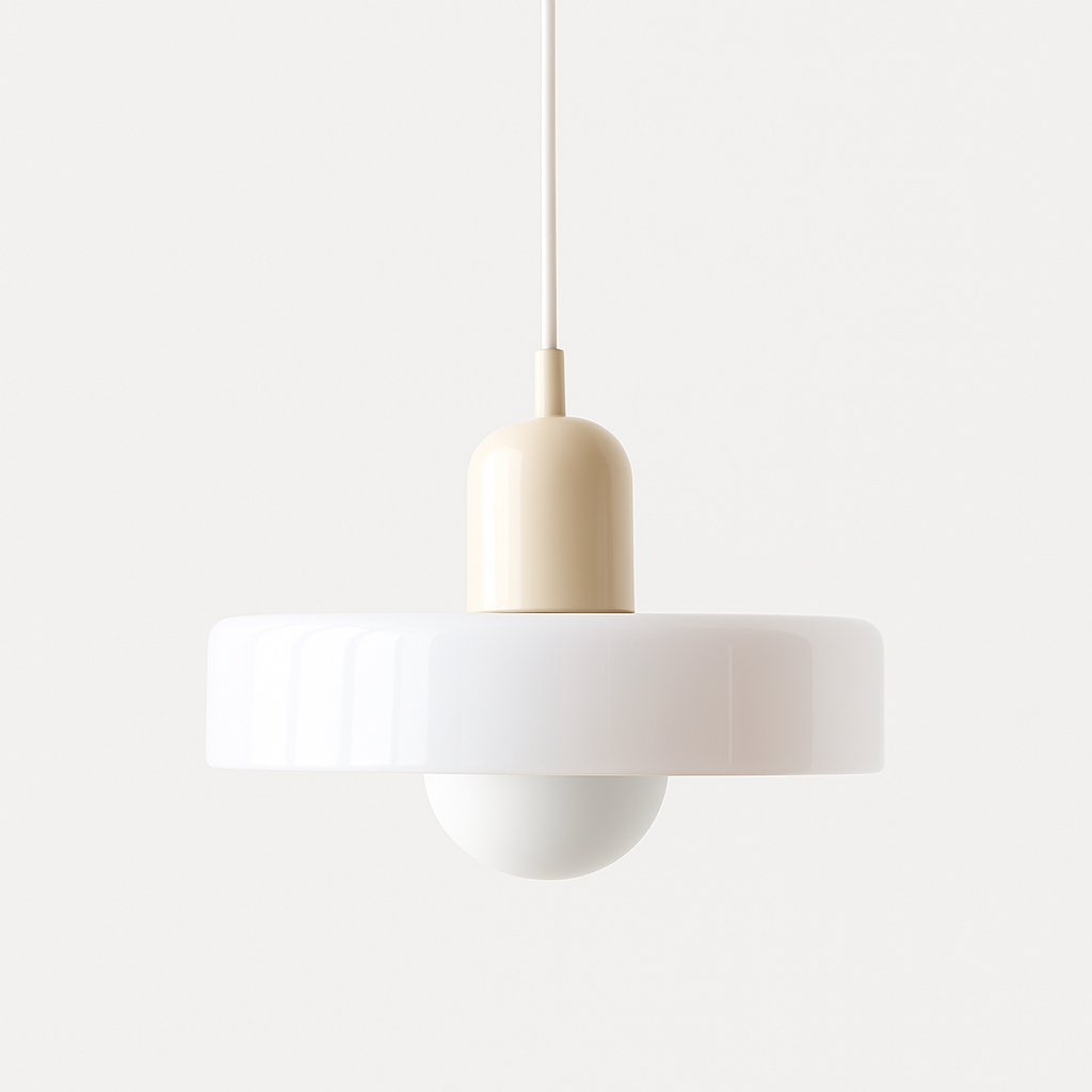 Bauhaus Hängeleuchte aus farbigem Glas