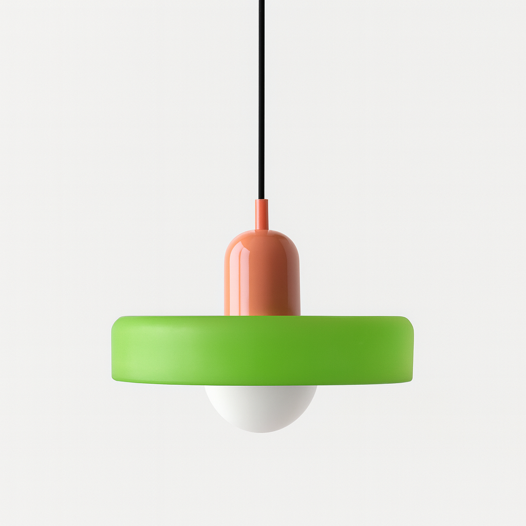 Bauhaus Hängeleuchte aus farbigem Glas