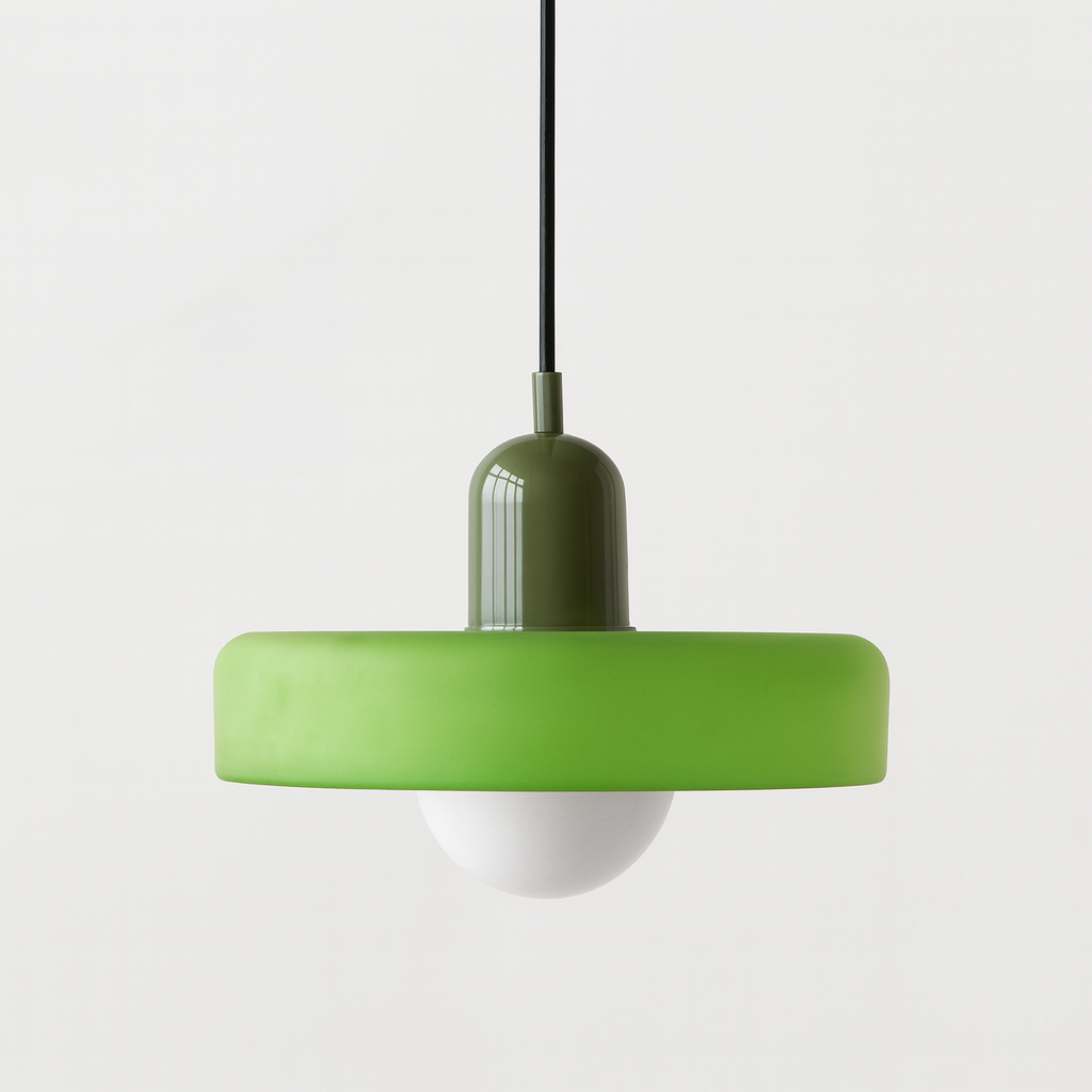 Bauhaus Hängeleuchte aus farbigem Glas