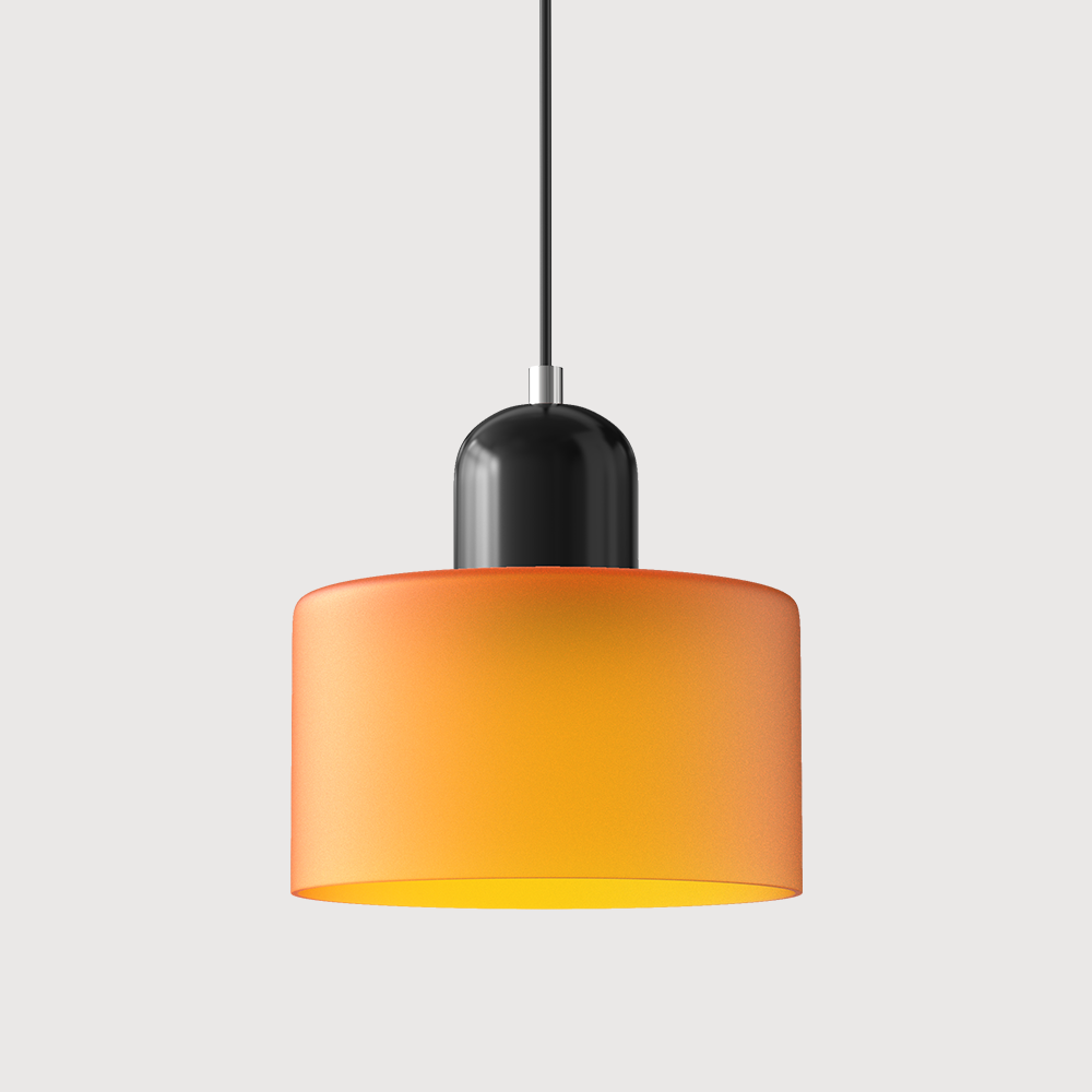 Geometrische Pendelleuchte aus Eisen und Glas