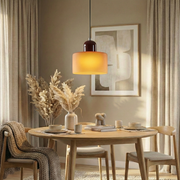 Geometrische Pendelleuchte aus Eisen und Glas