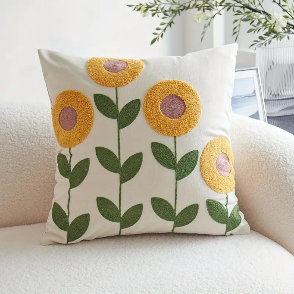 Kissenbezug aus Polyester mit botanischem Muster