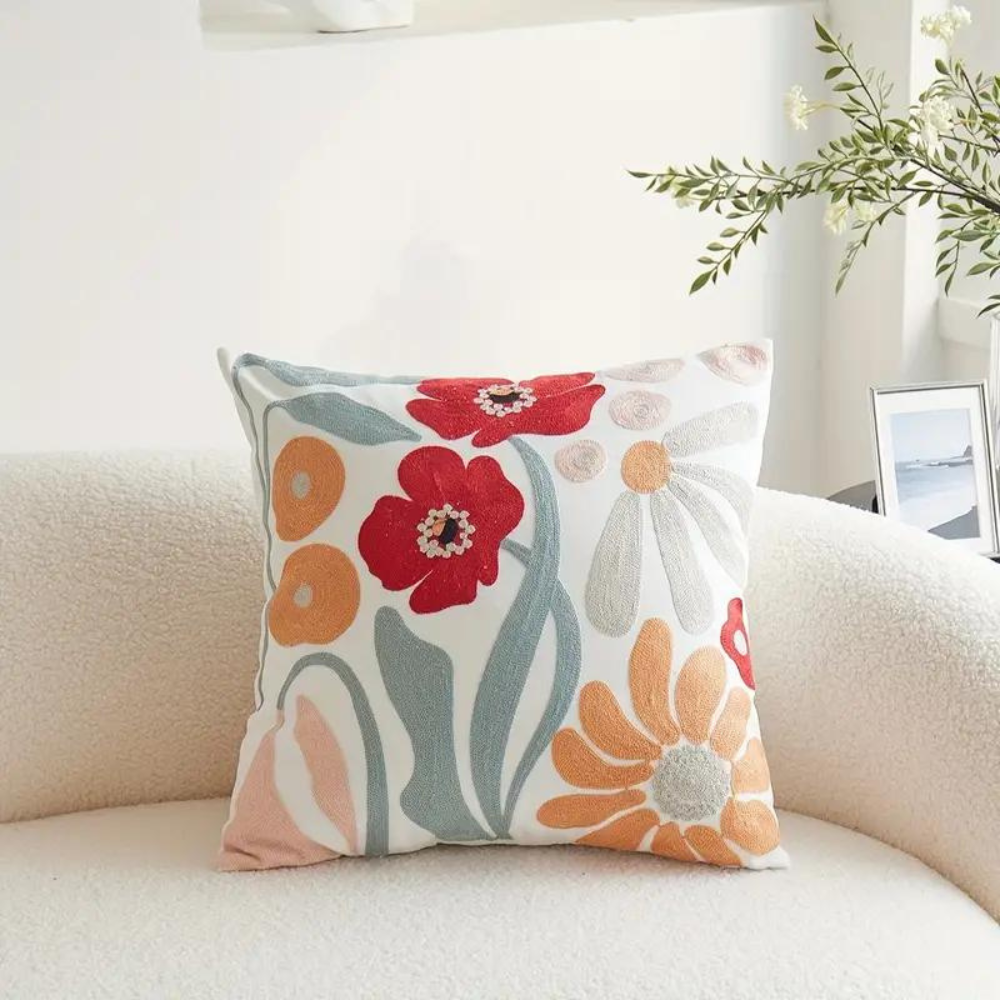 Kissenbezug aus Polyester mit botanischem Muster