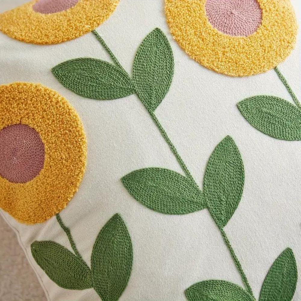 Kissenbezug aus Polyester mit botanischem Muster