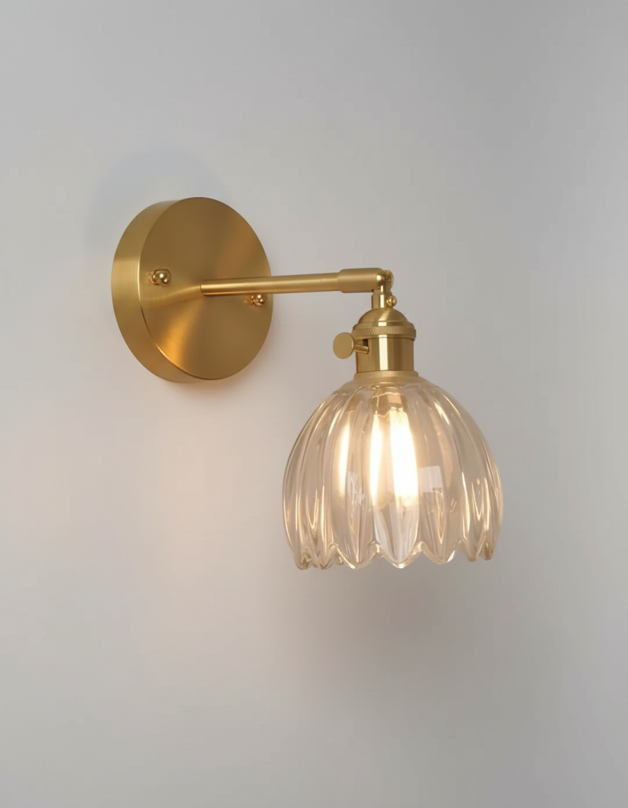 Aluminium-Glas-Wandleuchte in Blumenform