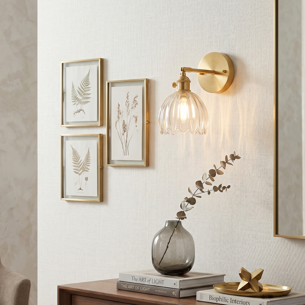 Aluminium-Glas-Wandleuchte in Blumenform
