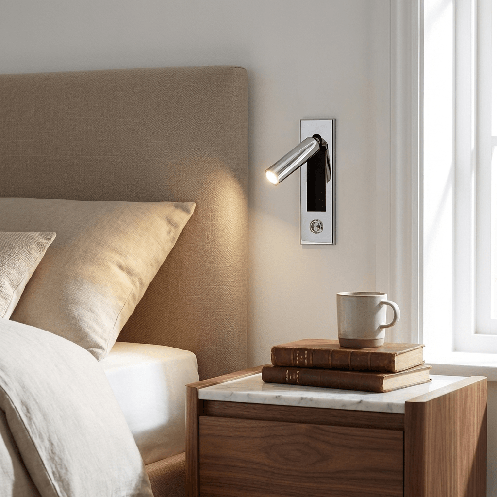 Flach zusammenklappbare Nachttischlampe