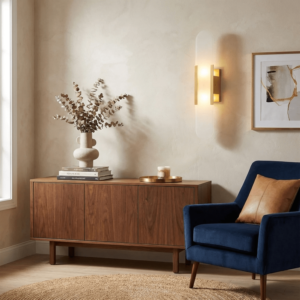 Elegante Wandleuchte aus Alabaster und Messing