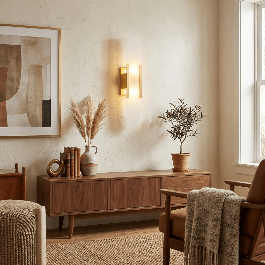 Elegante Wandleuchte aus Alabaster und Messing
