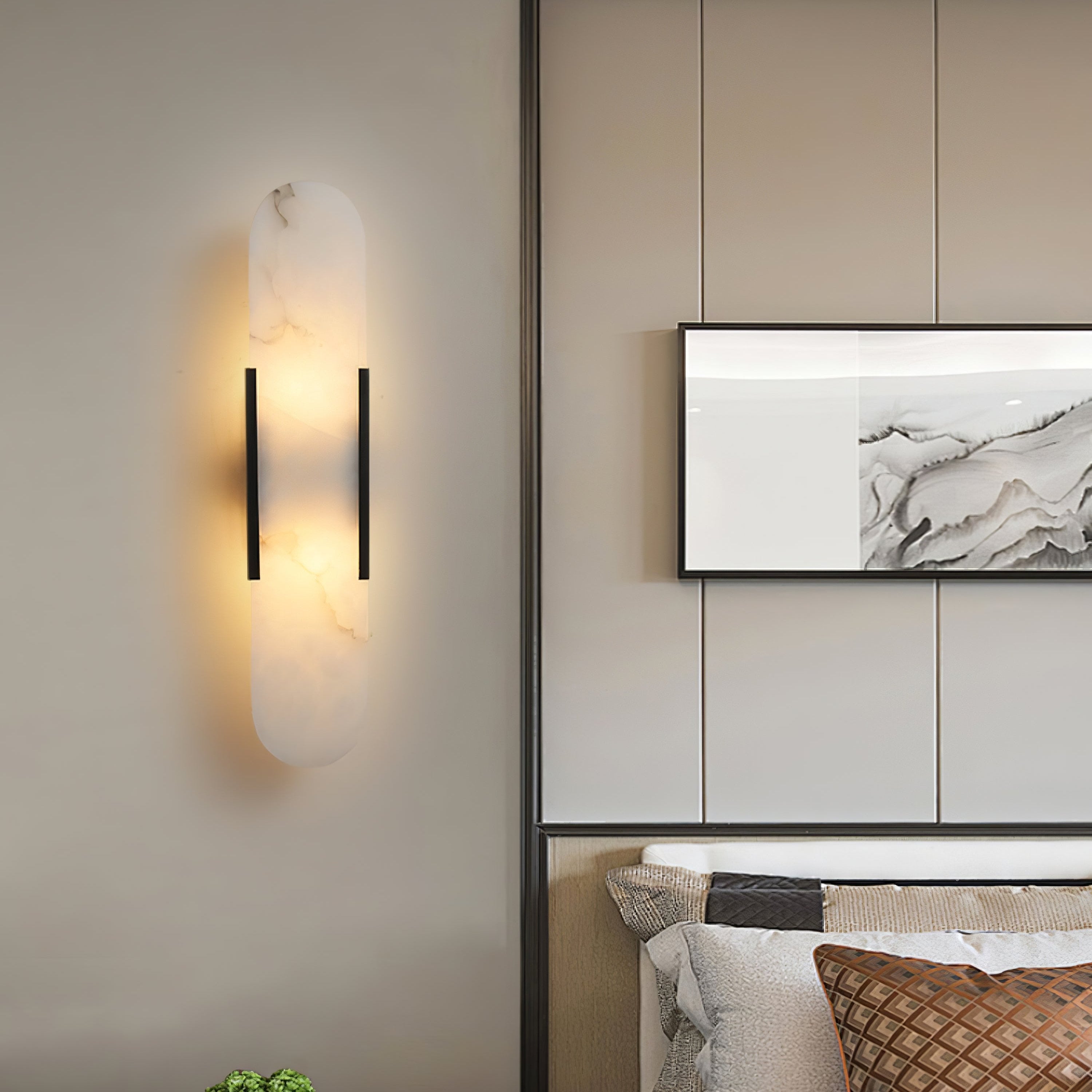 Elegante Wandleuchte aus Alabaster und Messing