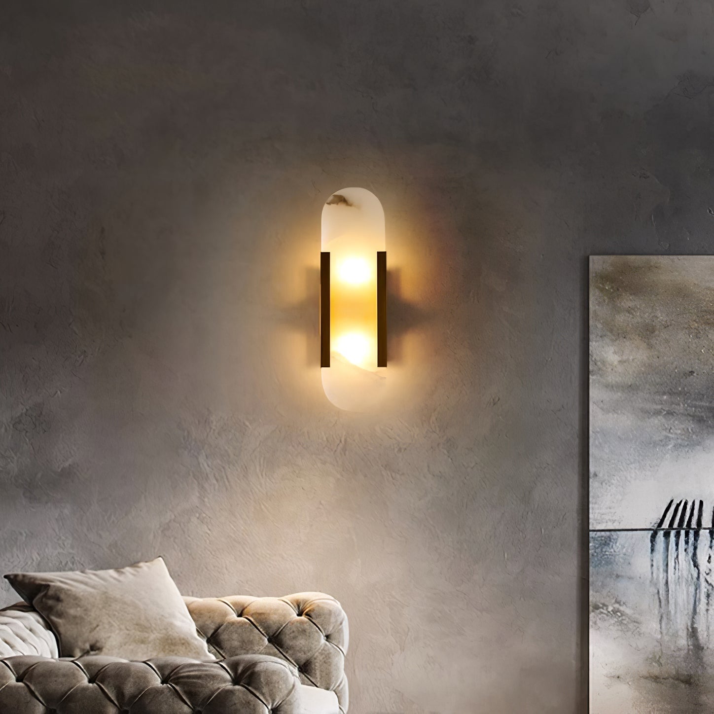Elegante Wandleuchte aus Alabaster und Messing