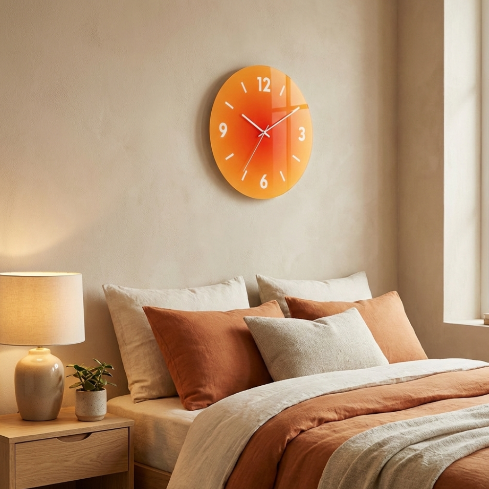 Moderne Wanduhr aus Glas