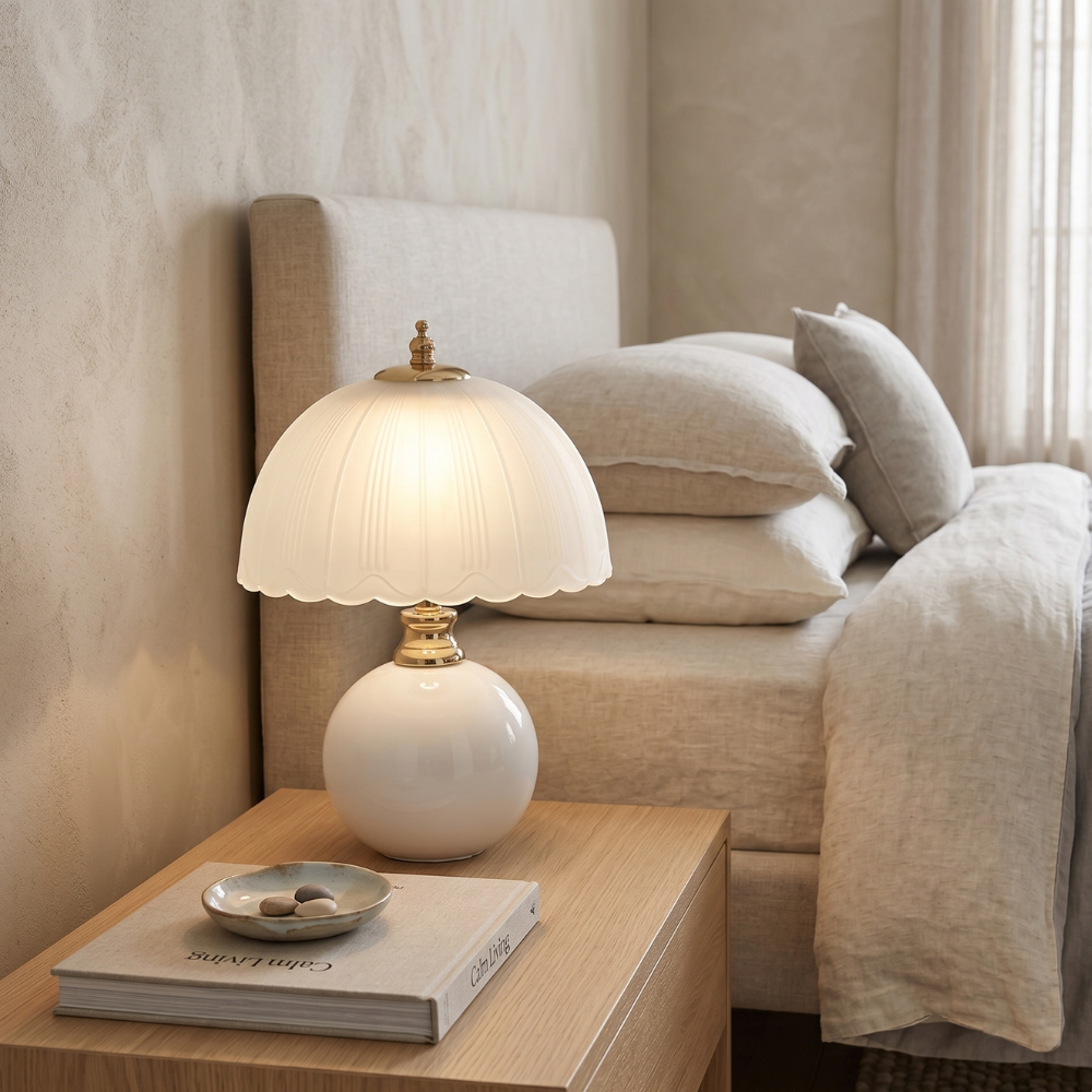 Tischlampe im nordischen Stil mit Glaskuppel