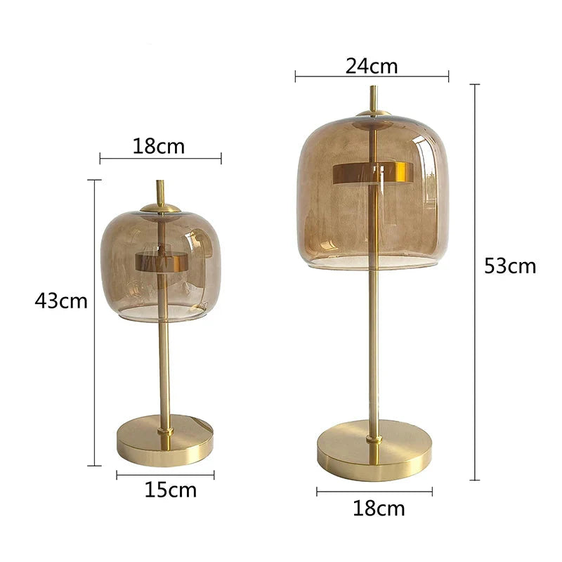 Tischlampe aus getöntem Glas
