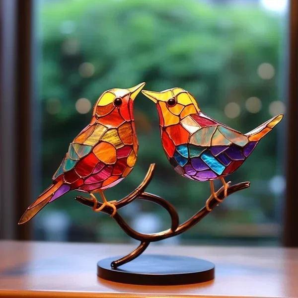 Farbenfrohe Vogelfigur aus Acryl