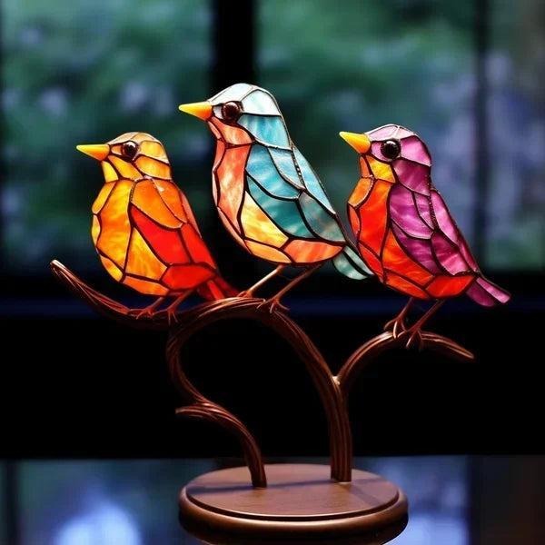 Farbenfrohe Vogelfigur aus Acryl