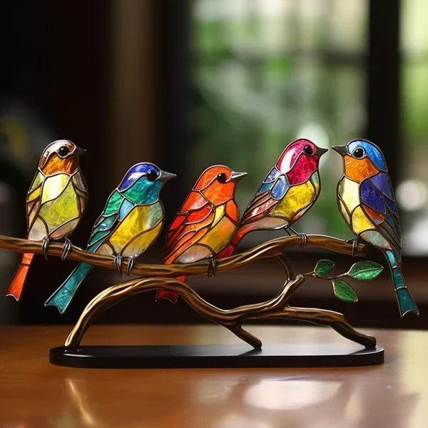 Farbenfrohe Vogelfigur aus Acryl