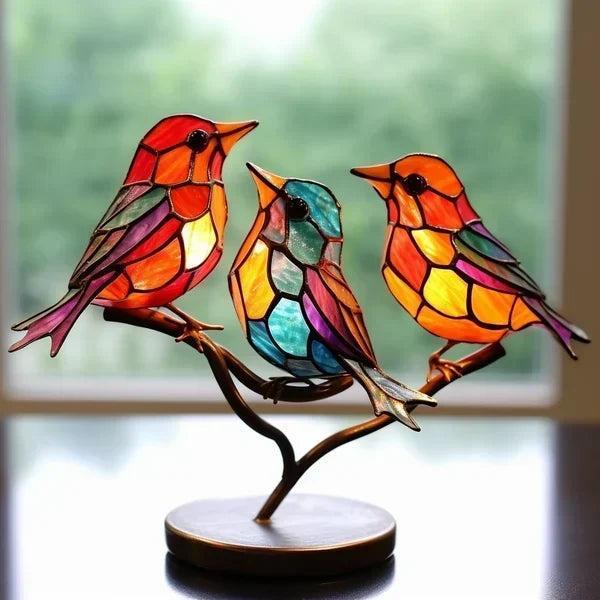 Farbenfrohe Vogelfigur aus Acryl