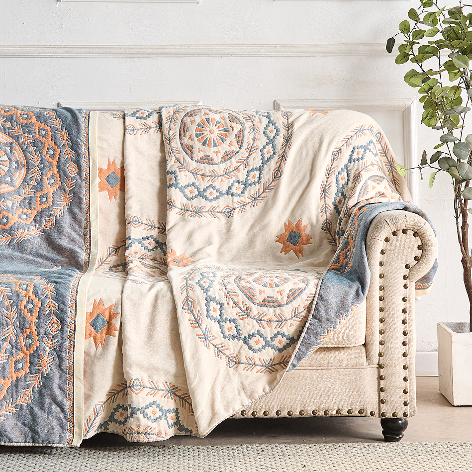 Baumwoll-Decke im Boho-Mandala-Stil