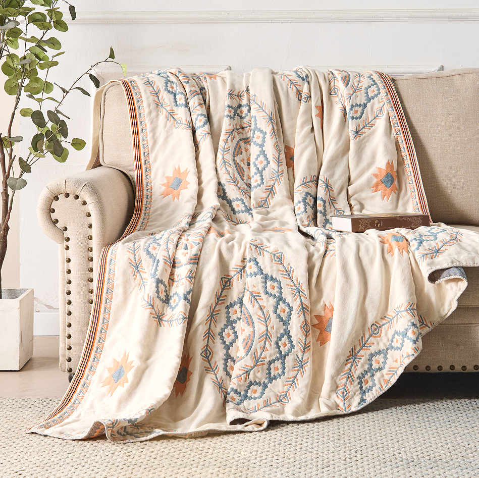 Baumwoll-Decke im Boho-Mandala-Stil