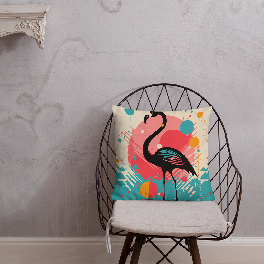 Sunset Dream Throw Pillow: A Flamingo Silhouette in Tranquility