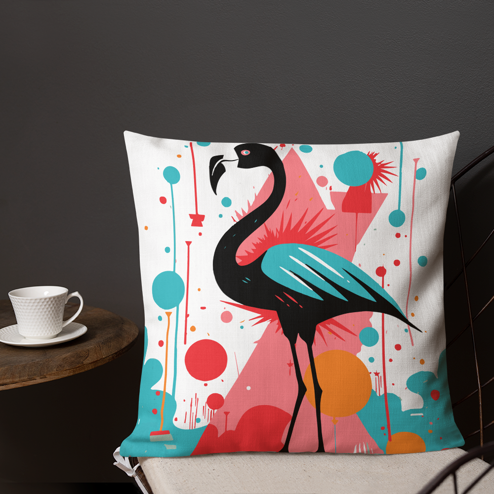 Radical Retro Throw Pillow: 80s Pop Art Flamingo