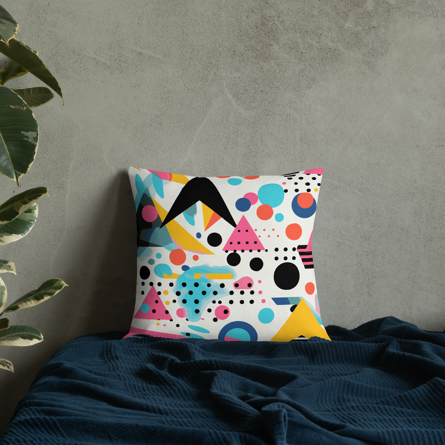 Memphis Madness Throw Pillow: A Postmodern Explosion of Color